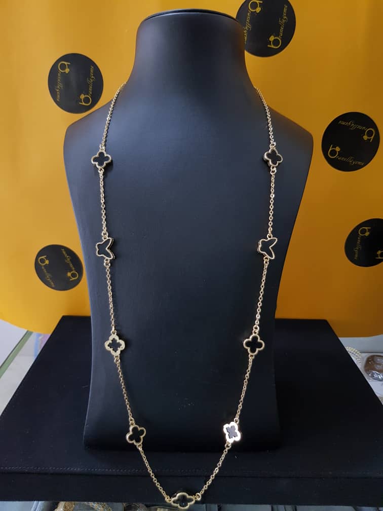 Clover Black Rope Necklace